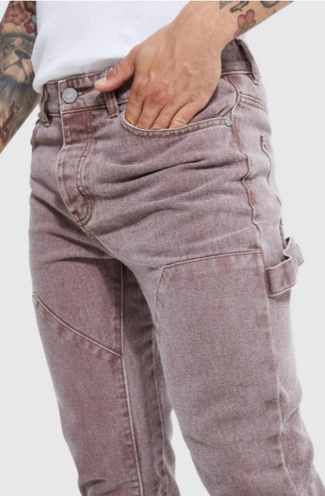 SLIM RIGID FLARE OVERDYE WORKER PANEL JEANS