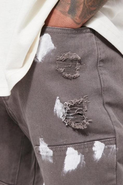 SLIM WORKER PANEL PAINT SPLATTER JEANS