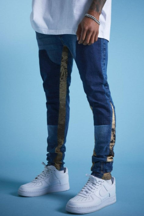 LIL TJAY SKINNY STRETCH CAMO GUSSET CARPENTER JEAN
