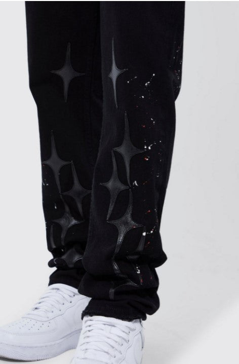 SLIM FIT PU STAR APPLIQUE JEANS