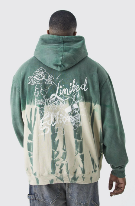 PLUS OVERSIZED TATTOO GRAPHIC HOODIE