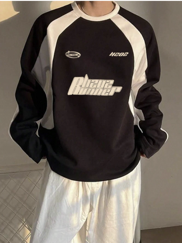 Manfinity Men Letter Graphic Raglan Sleeve Sweatshirt