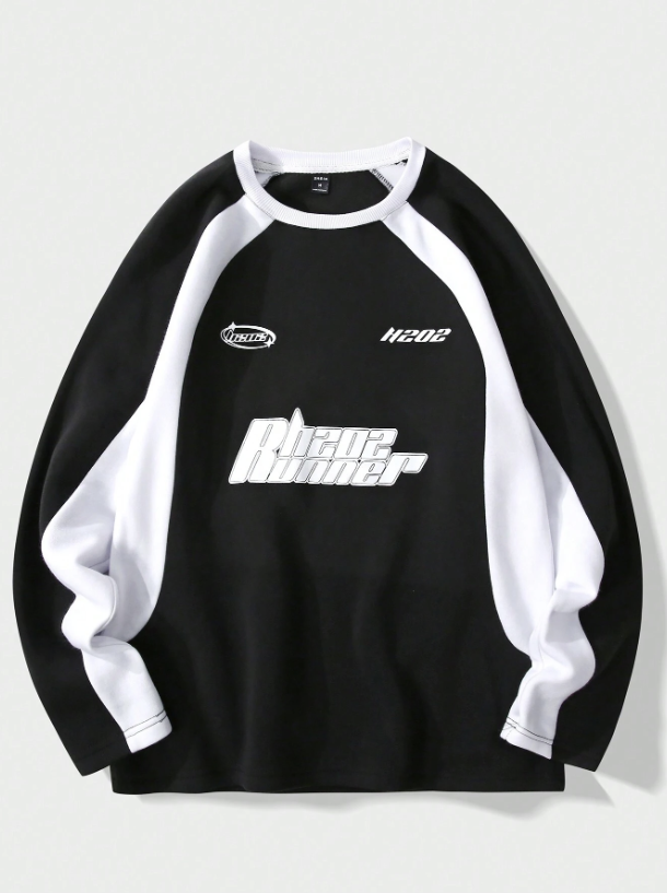 Manfinity Men Letter Graphic Raglan Sleeve Sweatshirt