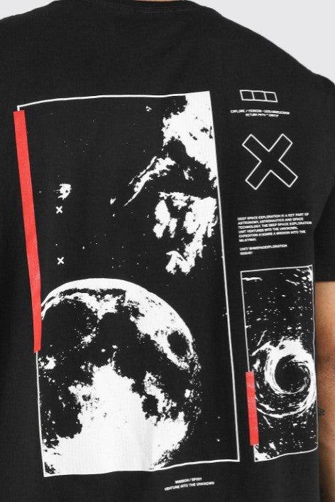 OVERSIZED SPACE BACK PRINT T-SHIRT