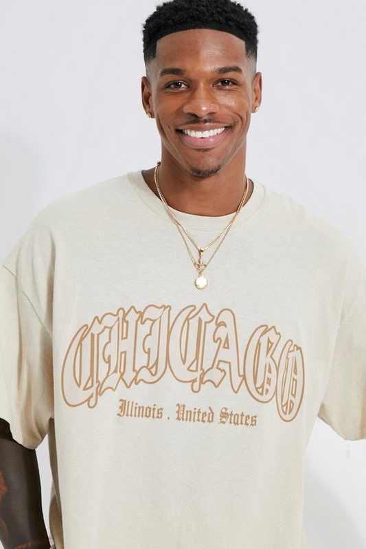 Camiseta extragrande con estampado de Chicago